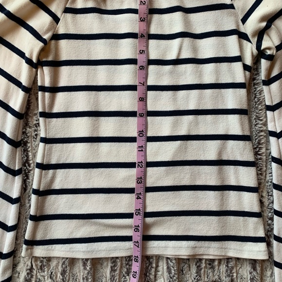 Size Small Anthropologie (Deletta) Bell Sleeved, Navy & White Stripped Shirt - Picture 8 of 8